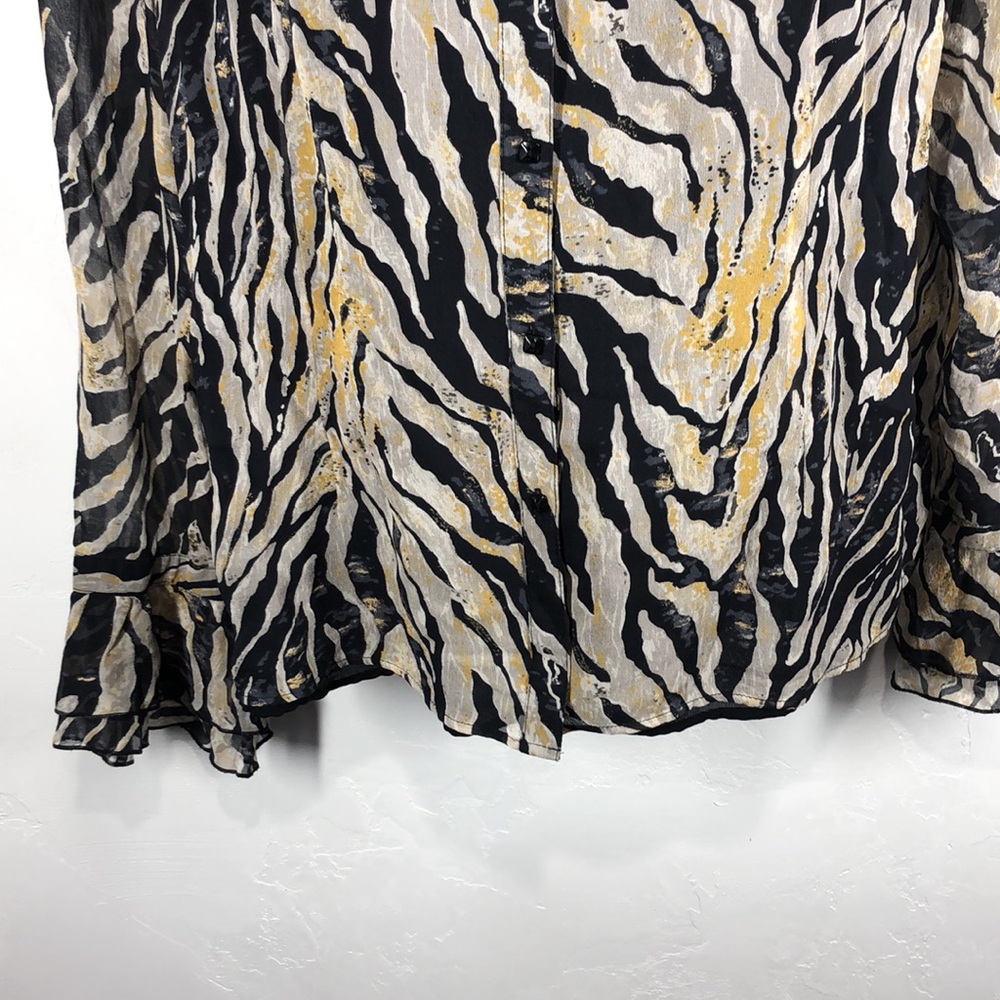 Coldwater Creek Zebra Print Silk Blouse Size Large - image 3